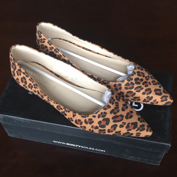 guilty soles Shoes - Guilty Soles Leyla Leopard Print Pointed Toe Flat